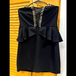 Charlotte Russe Strapless Peplum Black Mini Dress SZ XL